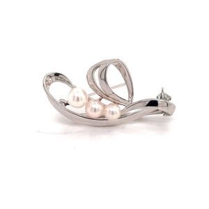 Mikimoto Estate Akoya Pearl Brooch Pin Sterling Silver 6mm 4.89 gr M186